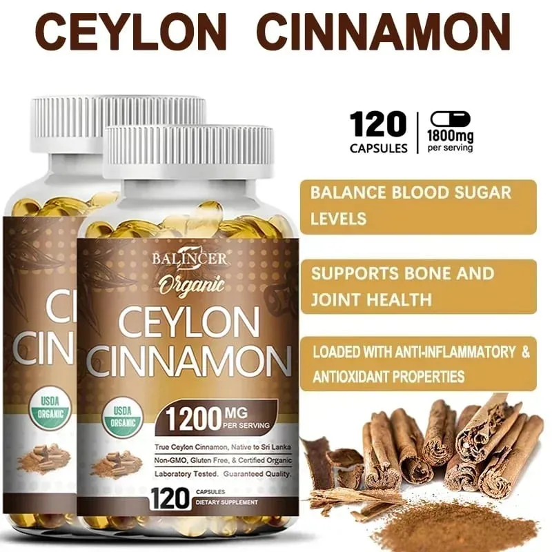 Suplemento Orgânico de Canela do Ceilão - Antioxidante Sistema Imunológico Saúde Cardiovascular e Gastrointestinal Não OGM Sem Glúten