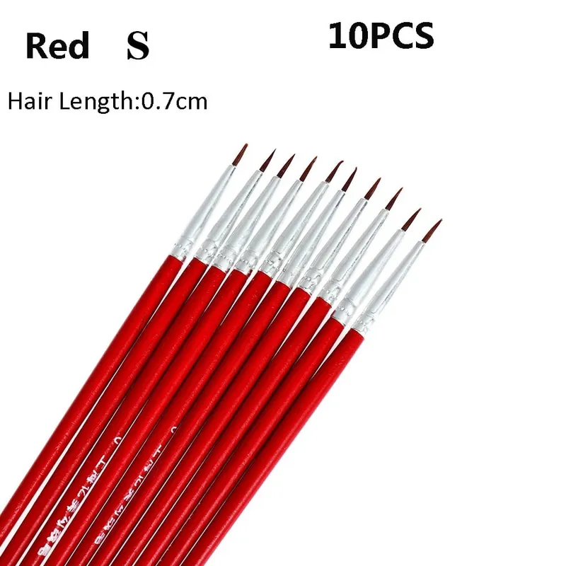 10 pçs fino pintado à mão fina gancho linha caneta desenho arte caneta escova de náilon maquiagem delineador caneta detalhe escova cosméticos arte suprimentos