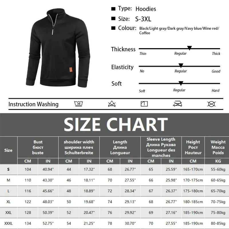Men Sweatshirts Spring Thicker Pullover Half Zipper Pullover for Male Hoody Outdoor Sweatshir Autumn Solid Color Turtleneck Swea