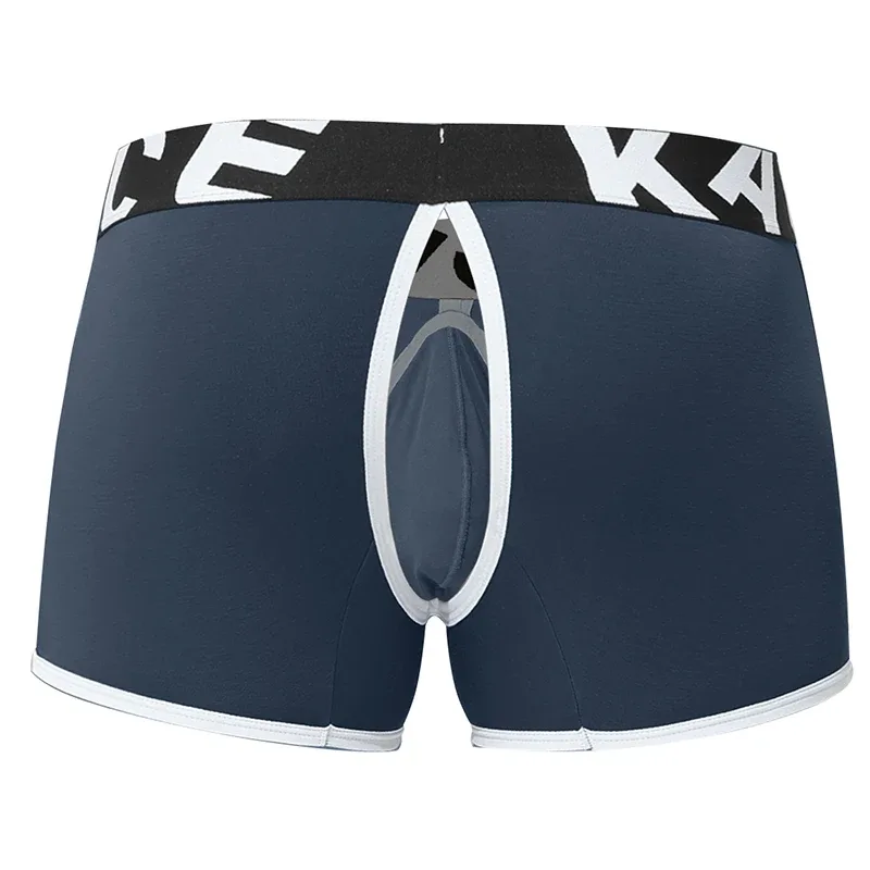 Mens Sexy Boxer Underwear Open Back Underpants Removable U Convex Pouch Panties Middle Waist Knickers