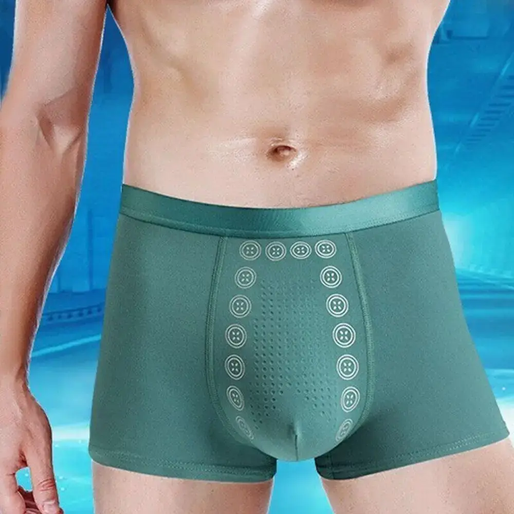Cueca masculina de poliéster, cueca boxer de terapia magnética de fibra extensível, cuecas confortáveis ​​para uso casual