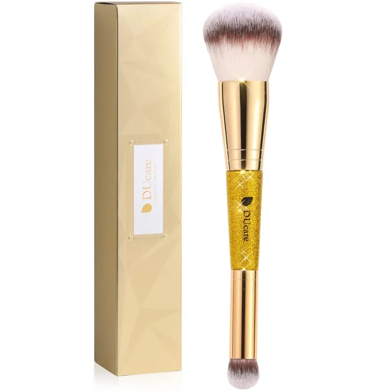 Ducare 2 pçs pincéis de maquiagem duo final escova de rosto para fundação pó buffer e contorno sombra ferramentas de maquiagem cosmética sintética