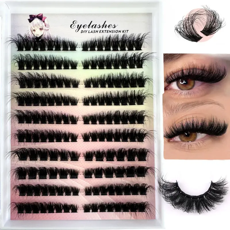 Links + Rechts Wimperverlenging Cat/Fox Eye Effect Lash Enkele Clusters 3D Piekerige Natuurlijk Uitziende DIY Gesegmenteerde Wimperextensies