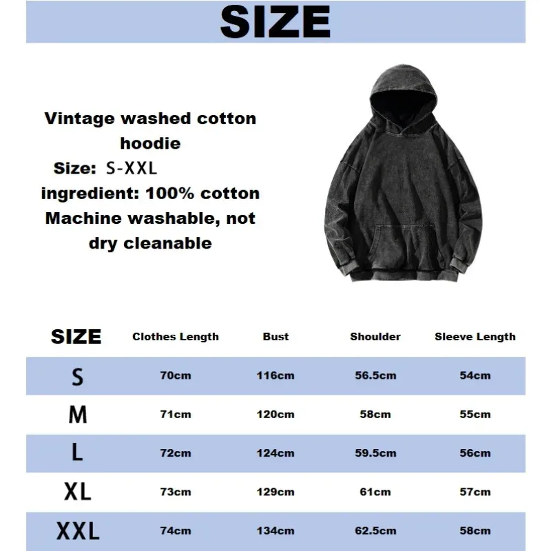 Anime Cowboy Bebop Print Graphic Hoodies Vintage Washed Oversized Hooded Sweatshirt Long Sleeves Cotton Hoodie Men Women Clothes