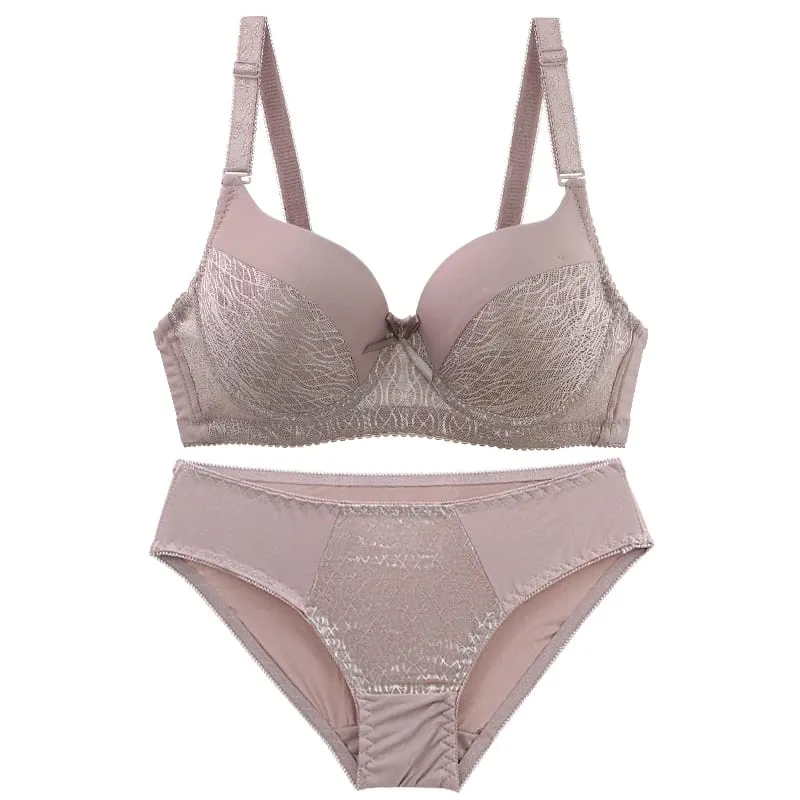 DaiNaFang Seamless Adjustable Minimizer Bra Set Breathable Push Up Side Support Sweat Proof Lingerie ABC Cup Underwear