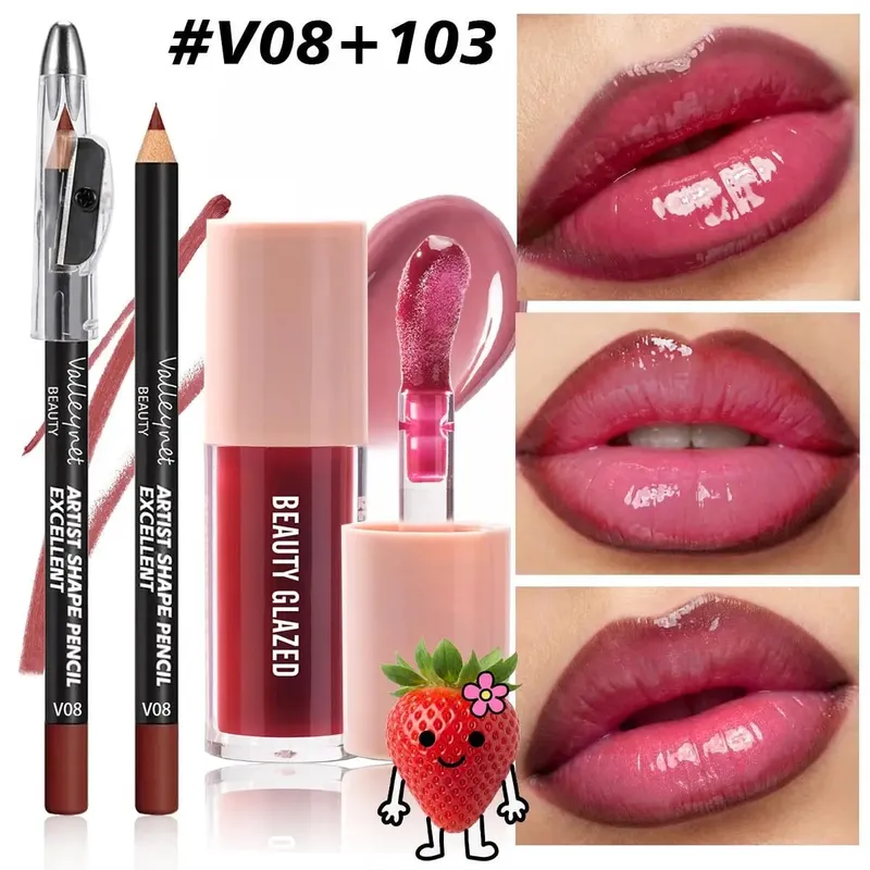 2 Pçs/set Precision Lip Kit Duo - Forro Cremoso com Apontador Embutido e Batom Líquido Hidratante - Conjunto de Maquiagem de Contorno Definido