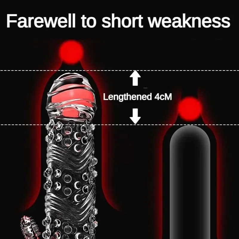 Pênis extensão manga vibrador extensor 4cm preservativos reutilizáveis macio atraso ejaculação pau manga adulto brinquedos sexuais para homem — image 4