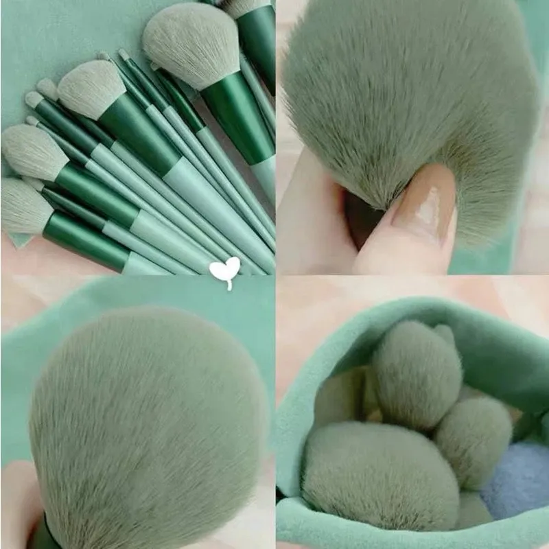 Profissional 13 pçs pincéis de maquiagem conjunto 2 pó puff esponja para cosméticos fundação blush sombra mistura escova ferramentas beleza