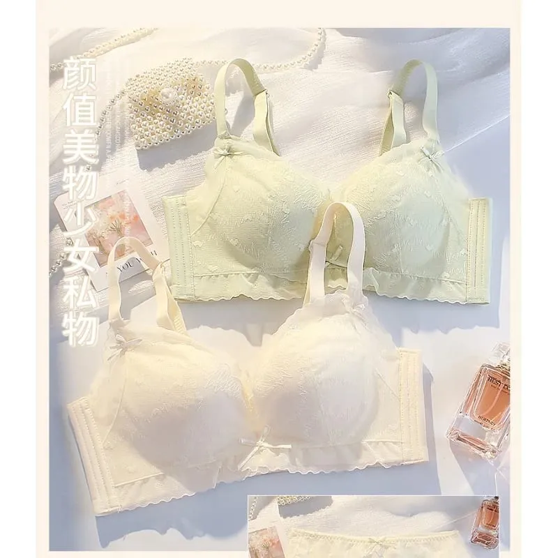 Sexy Pure Desire Breeze Bralette Small Bust Push Up Gathering Anti-Sagging Wirefree Comfort Breathable Lingerie Set Large Look ​