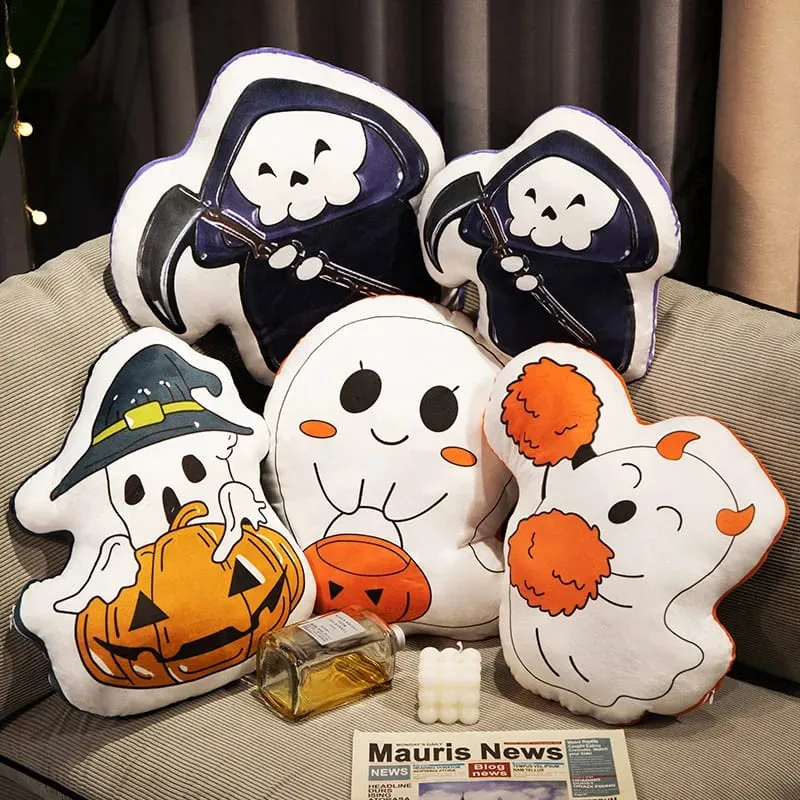 30cm engraçado abóbora fantasma bonito elfos esqueleto morte gato escuro travesseiro macio halloween decoração para casa sofá almofada cochilo brinquedos de sono
