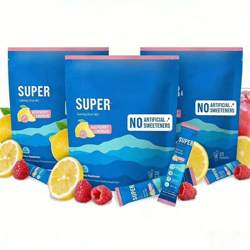 Mistura de bebida em pó, redutor de cortisol e suplemento para dormir, L teanina, magnésio, glicinato, vitamina D 3, sem açúcar, não OGM, 20 Ct