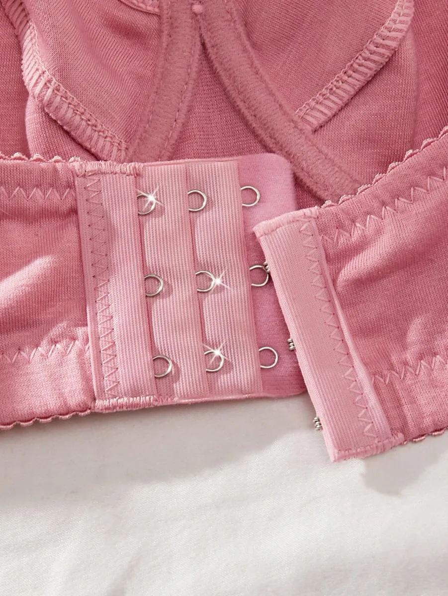Conjunto de roupa íntima feminina plus size, sutiã push up com copo fino e suporte lateral com aro, calcinha elástica confortável