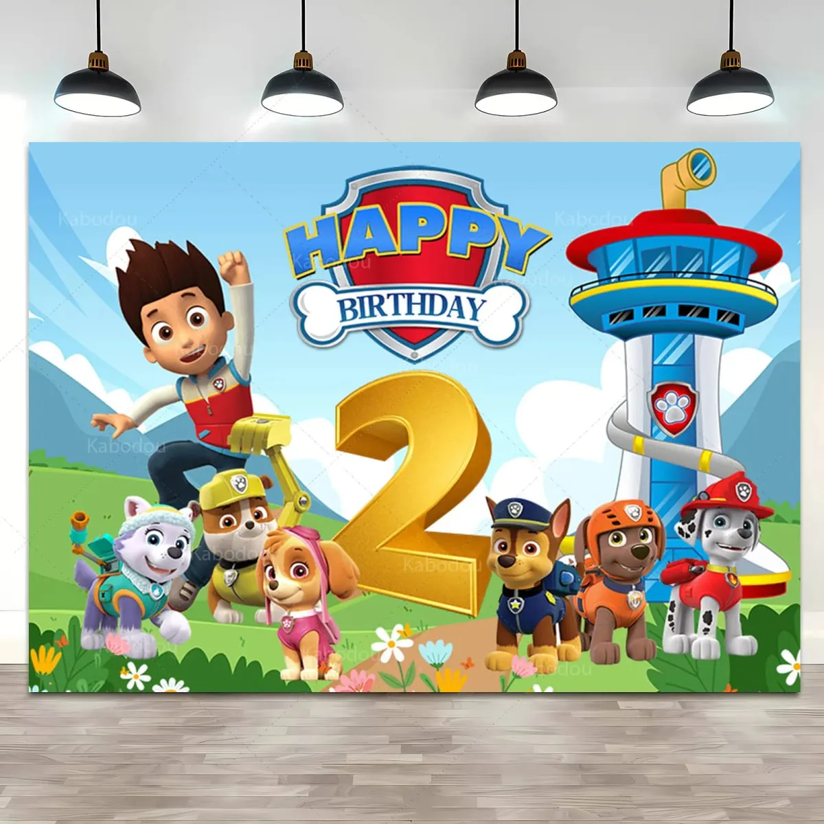 Pano de fundo personalizado para crianças, nome da idade, patrulha pata, menino, 1º, 2º, 3º aniversário, decoração de fundo, faixa de cachorro, pôster, estúdio de fotos