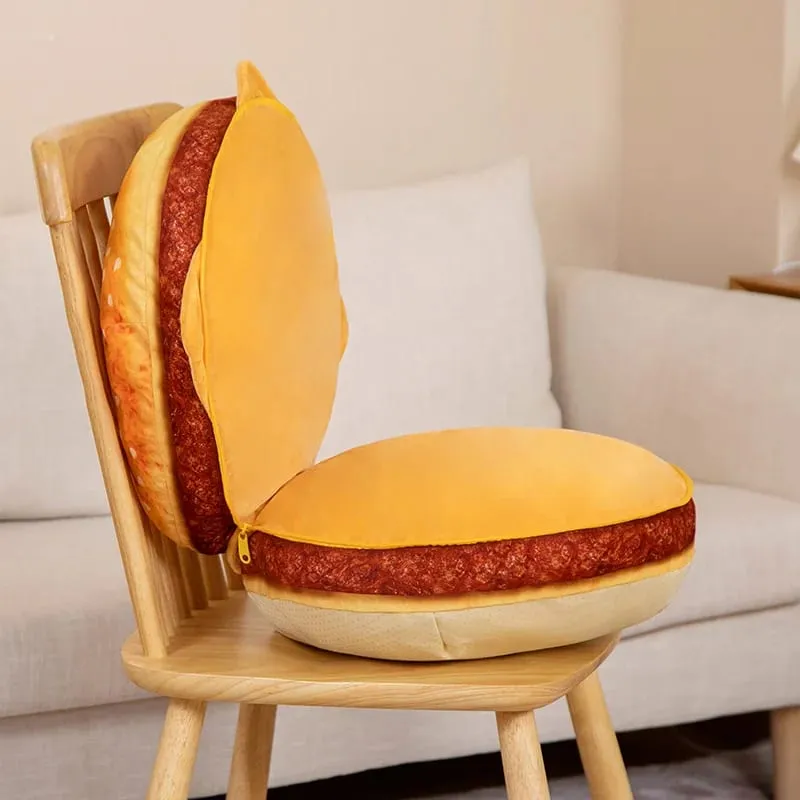 40CM Simulation Plush Bread Hamburger Pillow Lazy Sofa Turn To Seat Cushion Stuffed Food Cute Toys Home Decor Kids Birthday Gift
