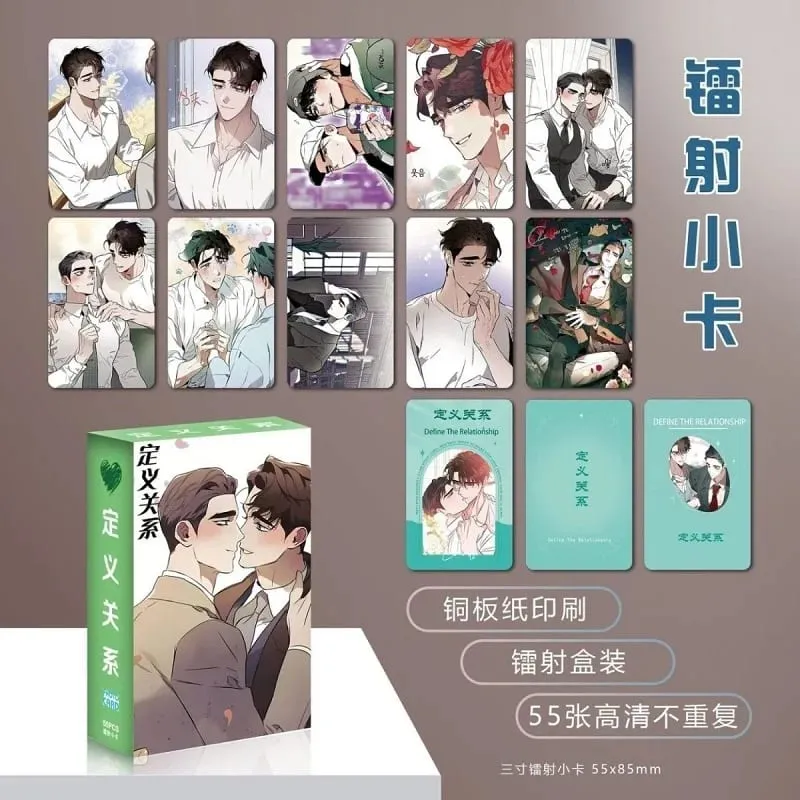 55 pçs/set definir o relacionamento manhwa photocards personagem masculino laser lomo cartões bl manga para fãs presente colecionável