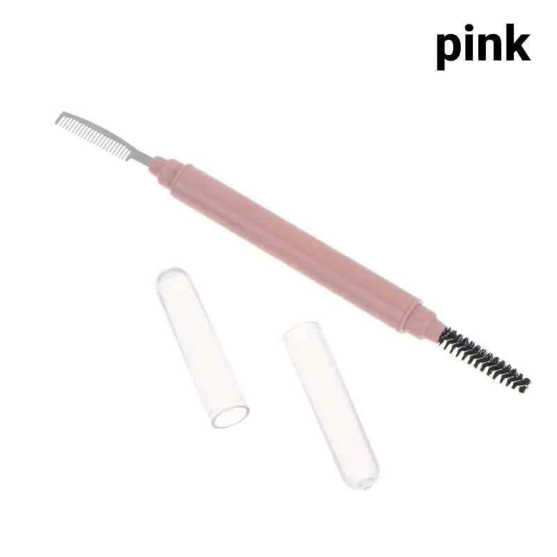 【Y】1Pcs Pincéis de maquiagem para sobrancelha com ponta dupla Pente de maquiagem Pincel de aço inoxidável para cílios Rolo de cílios ferramenta de beleza branca