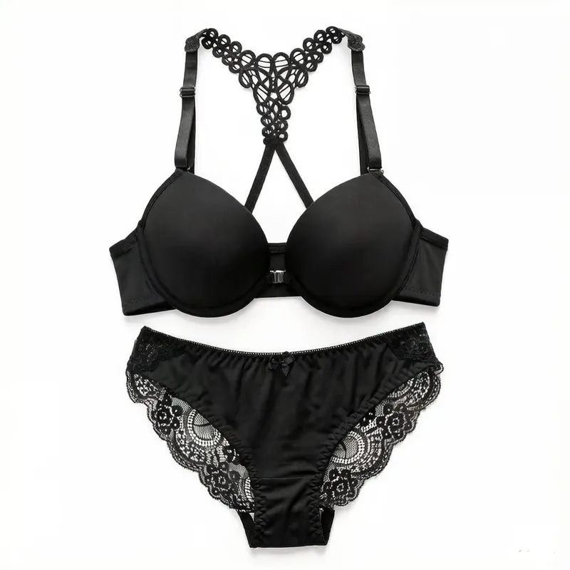 Novo produto: almofada no peito grosso reunido e puxado sutiã com botão frontal sexy e bonito nas costas multicolorido roupa íntima feminina A2128