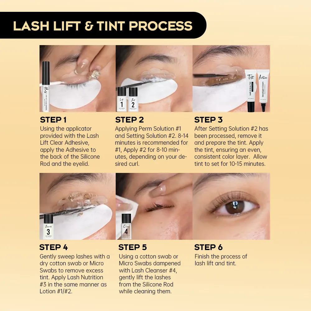 Gollee Eyelash Lifting Perm Kit Natural Lashes Enhancer Long Lasting 4-6 Weeks Black Lash Brow Tinting Perm Professional Makeup