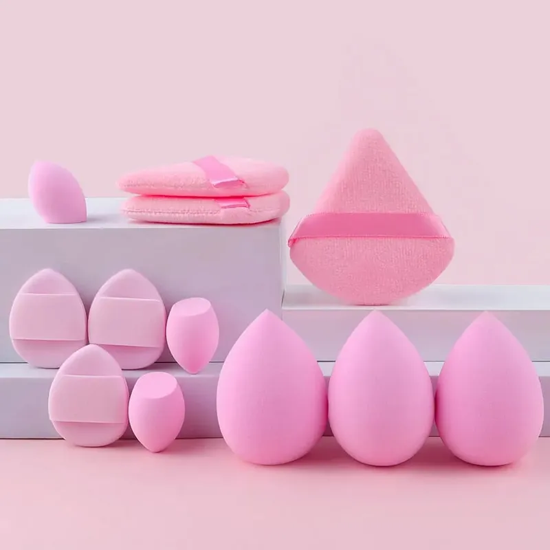 Conjunto de esponja de maquiagem portátil, 12 peças, base portátil, sopro cosmético para corretivo facial, mistura de beleza, creme líquido, potência