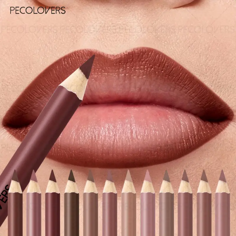 Delineador labial fosco, segundo contorno labial, lábios volumosos e charmosos, sem secagem, cosméticos labiais à prova d'água, adequados para iniciantes