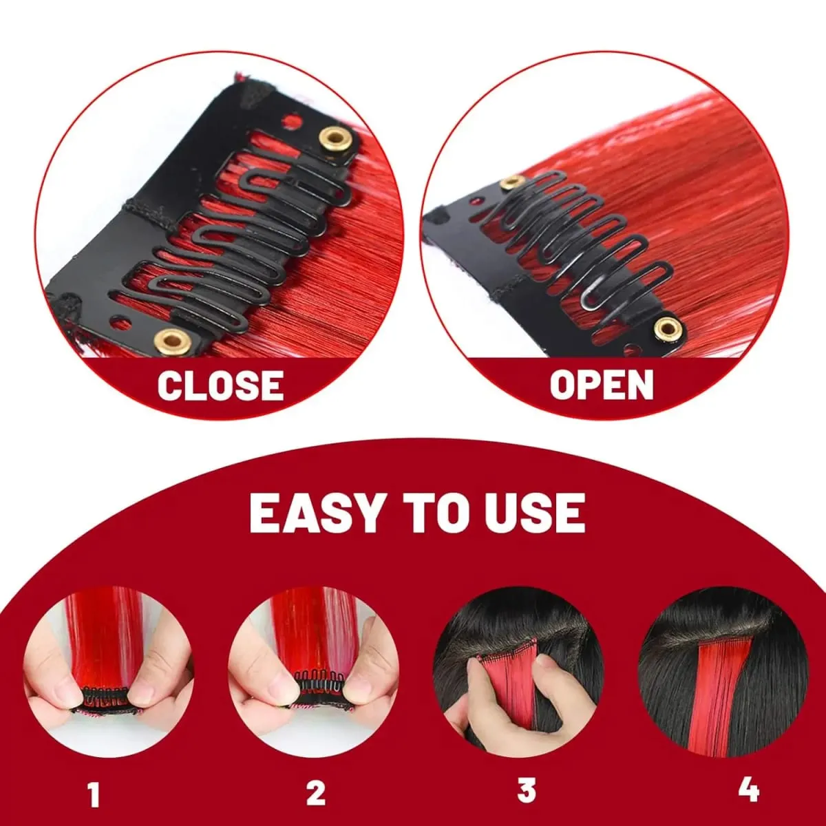 5 pçs clipe colorido em extensões de cabelo sintético destaques festa extensões de cabelo colorido arco-íris falso grampos de cabelo postiços — image 5