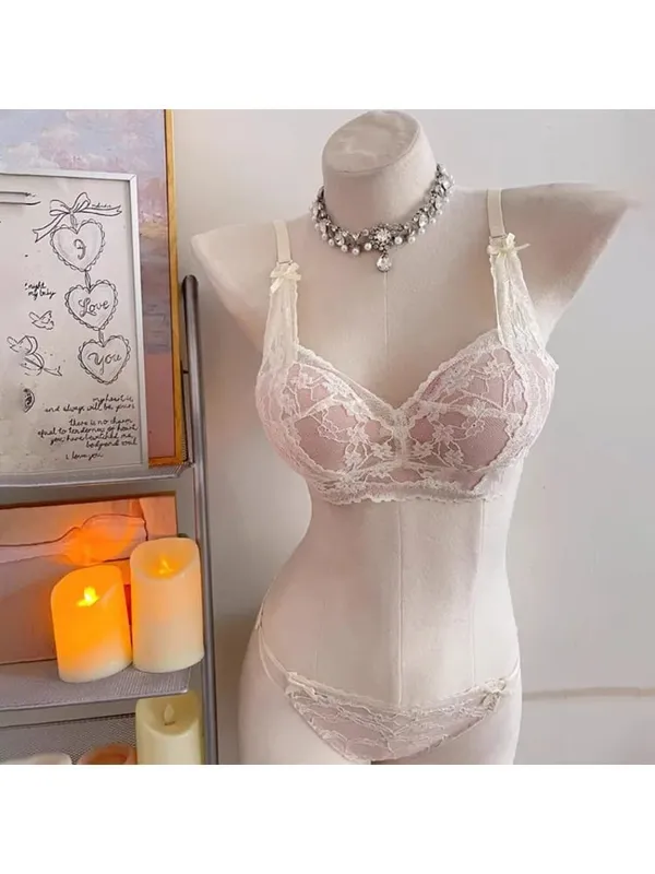 Sweet Halter Neck Bow Lace Wireless Bra Padded Push‑up Brassiere Ladies Layering Intimate Lingerie for Small Bust Size 32‑38 ABC — image 14