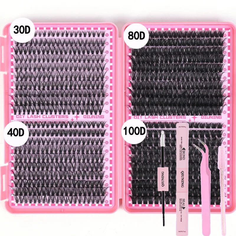 800 pçs kit de extensão de chicote diy clusters kit de extensão de cílios kit com lash bond e pinças de chicote de vedação