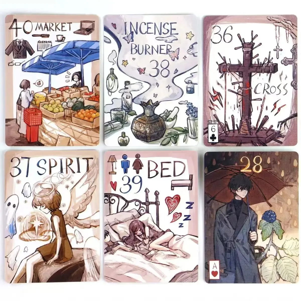 42 張適合初學者的 Lenormand 卡原始 Lenormand Deck Rana 系統 9*6 厘米