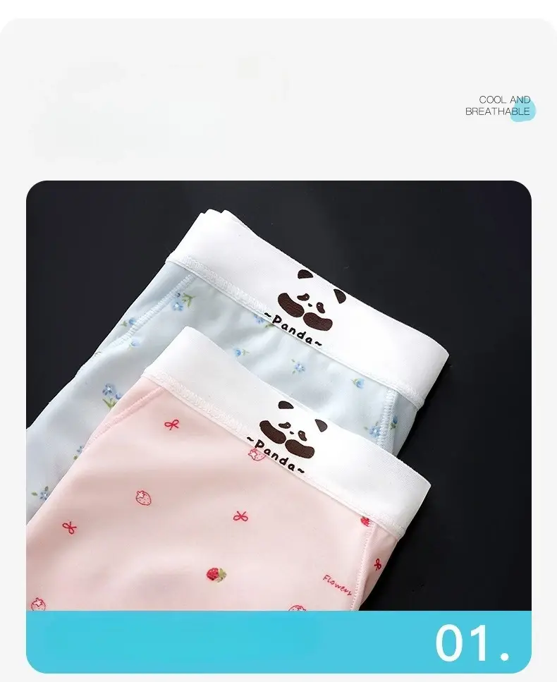 Summer Thin Ice Silk Sexy Men's Underwear Quick Drying Breathable Seamless Male Briefs Panda Cartoon Cute Men's Triangle Pants