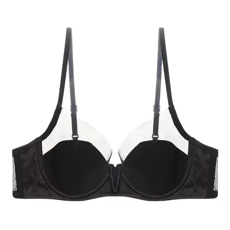 Malha francesa sexy suave roupa interior push-up copo fino sutiã macio underwire