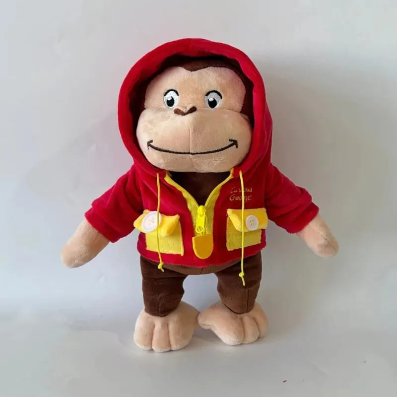 Novo anime fogo departamento bombeiro curioso george pelúcia bonito bebê curioso george macaco pelúcia animais macios plushie travesseiro boneca brinquedo — image 5