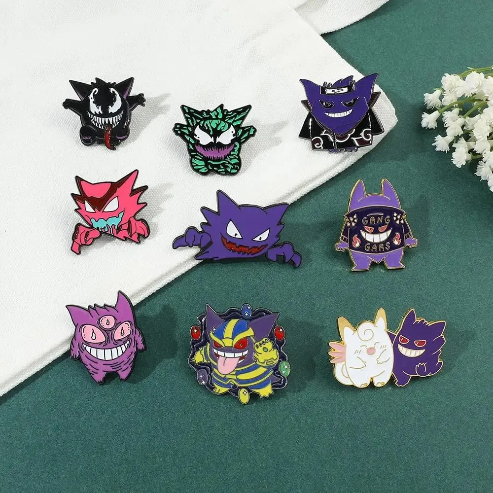Gengar broches de desenhos animados, alfinetes de lapela esmaltados de anime para mochila, acessórios, coleção de fãs, broches, presentes