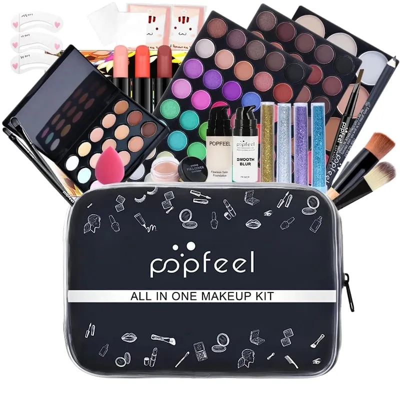 Kit de maquiagem tudo-em-um com 3 opções de conjunto de cosméticos para rosto inteiro, presente para iniciantes para mulheres