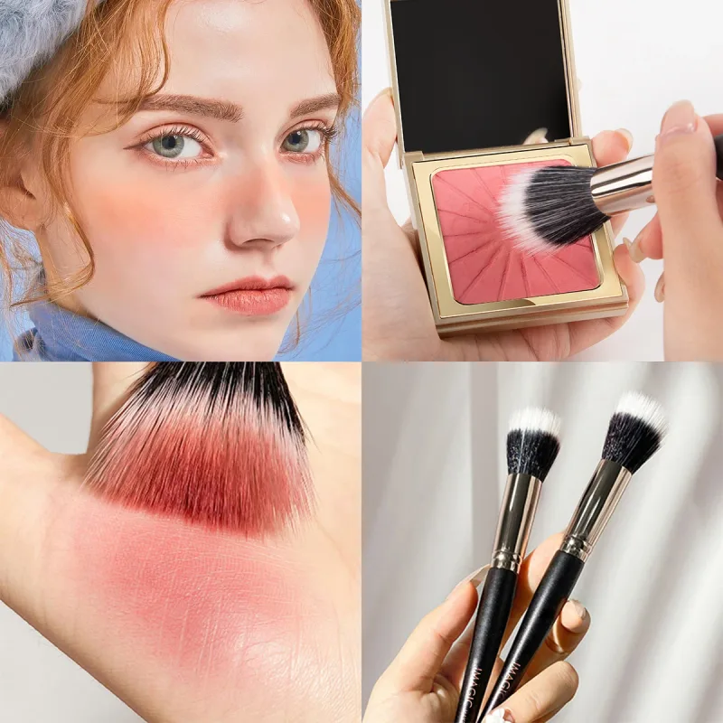 Pincel de blush único, pó solto, contorno, iluminador, ferramenta de maquiagem de cabelo de fibra macia, pincéis de beleza profissionais