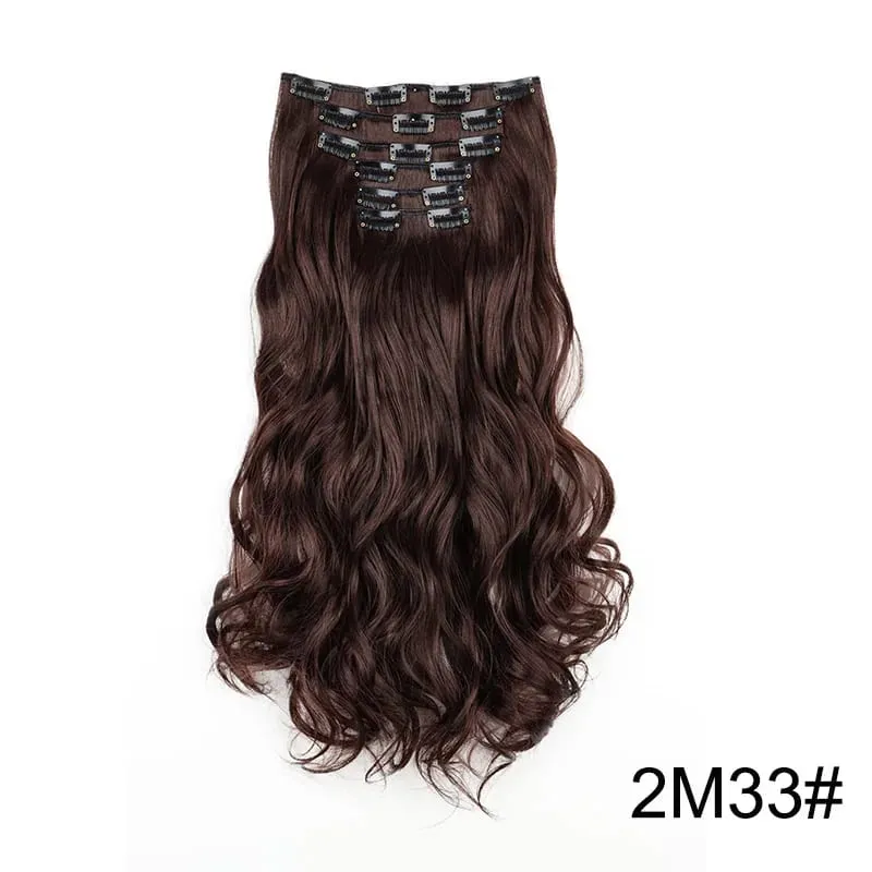 22 Polegada sintético 6 pçs/set longo encaracolado extensão do cabelo grosso macio peruca para cobertura de linha fina curta para uso diário feminino