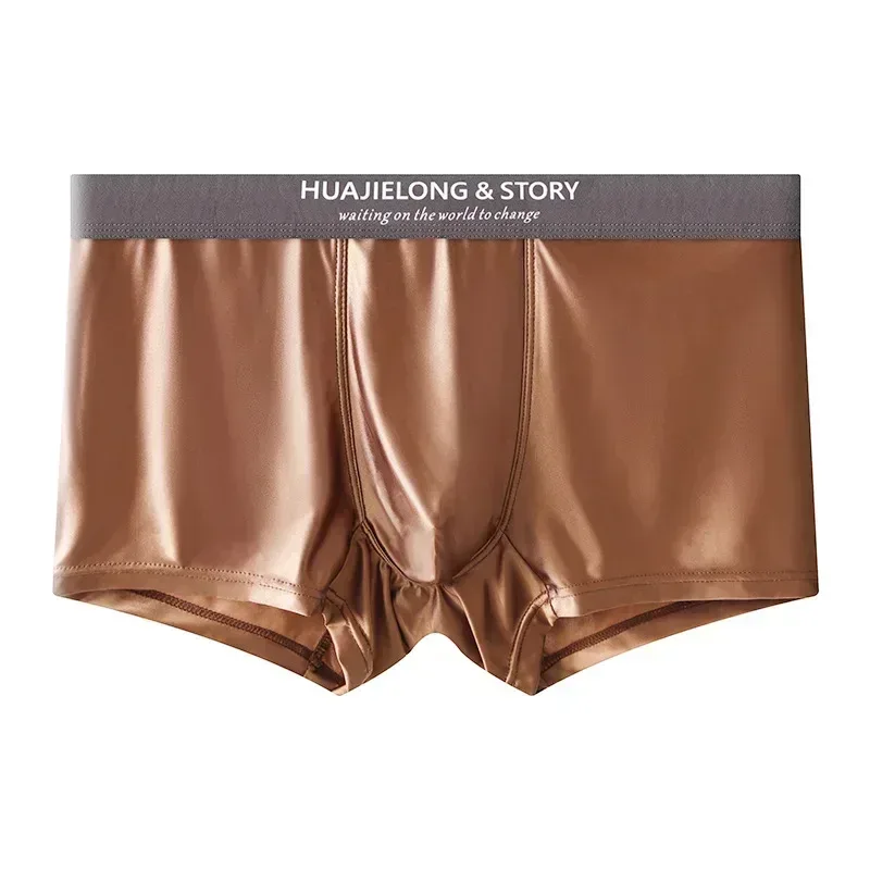 1/3 pçs masculino fresco gelo seda boxers shorts verão cetim-como sólida cuecas pele amigável malha respirável virilha roupa interior masculina