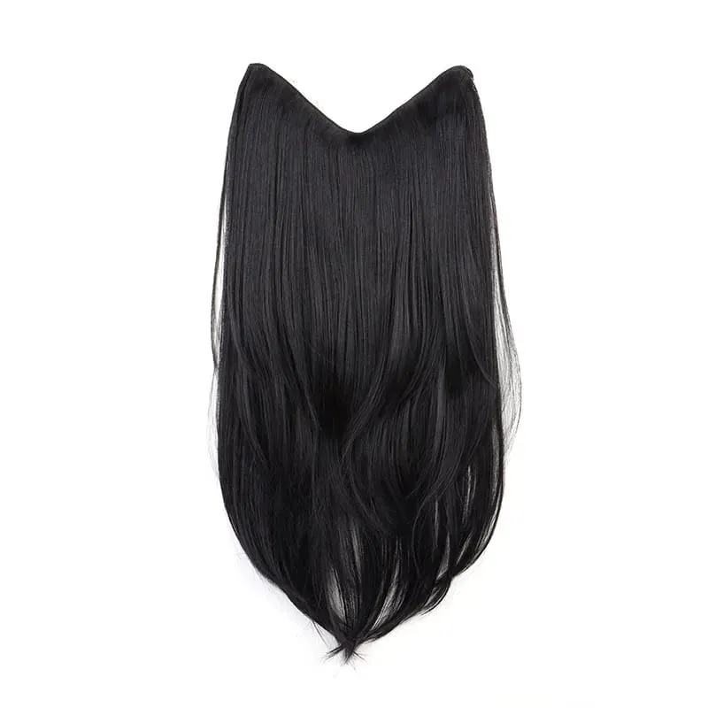 22 Polegada sintético longo micro encaracolado em camadas extensão do cabelo remendo natural olhando invisível peruca de uma peça para mulher — image 10