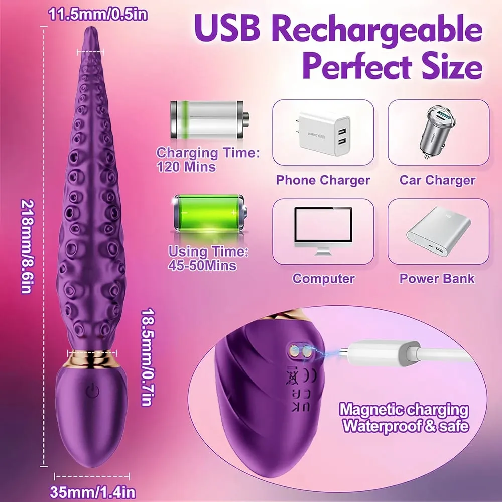 Octopus Tentacle Anal Vibrator Female G-Spot Clit Vagina Stimulation 360° Rotation Silicone Dildo Masturbation Sex Toys Women