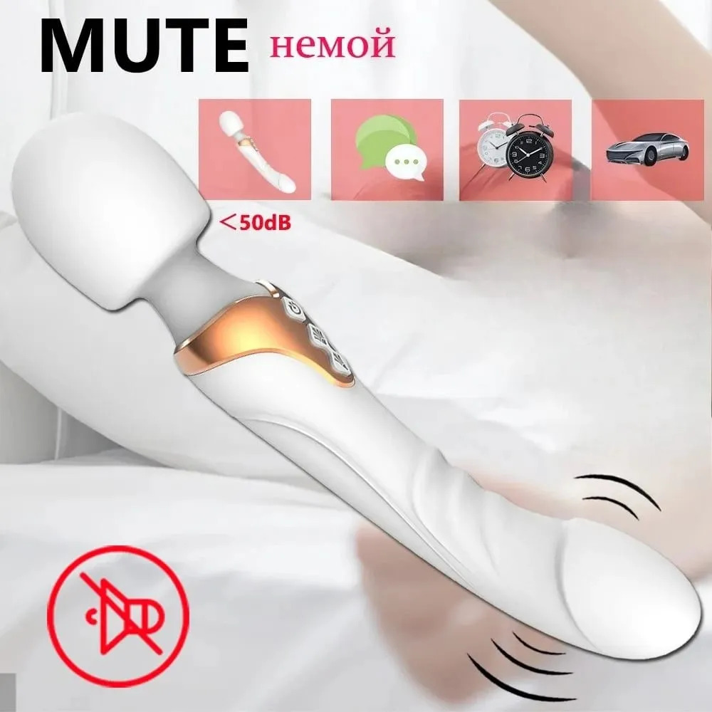 Vibrador av poderoso feminino, varinha mágica, 10 modos, estimulador de clitóris, ponto g, vagina, massageador de mamilos, brinquedos sexuais adultos para mulheres