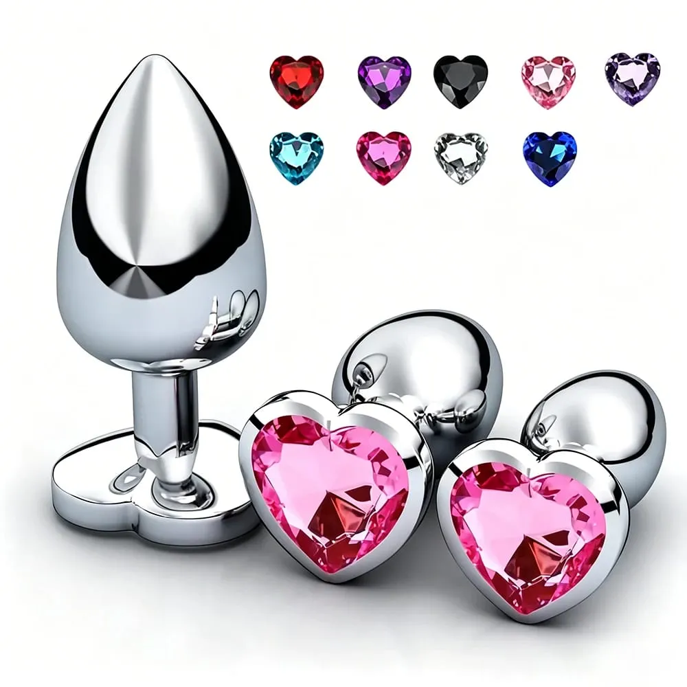 Plugue anal s/m/l em formato de coração, contas anais de cristal de metal, massageador de próstata, produtos adultos gays, loja de brinquedos sexuais para mulheres e homens — image 1