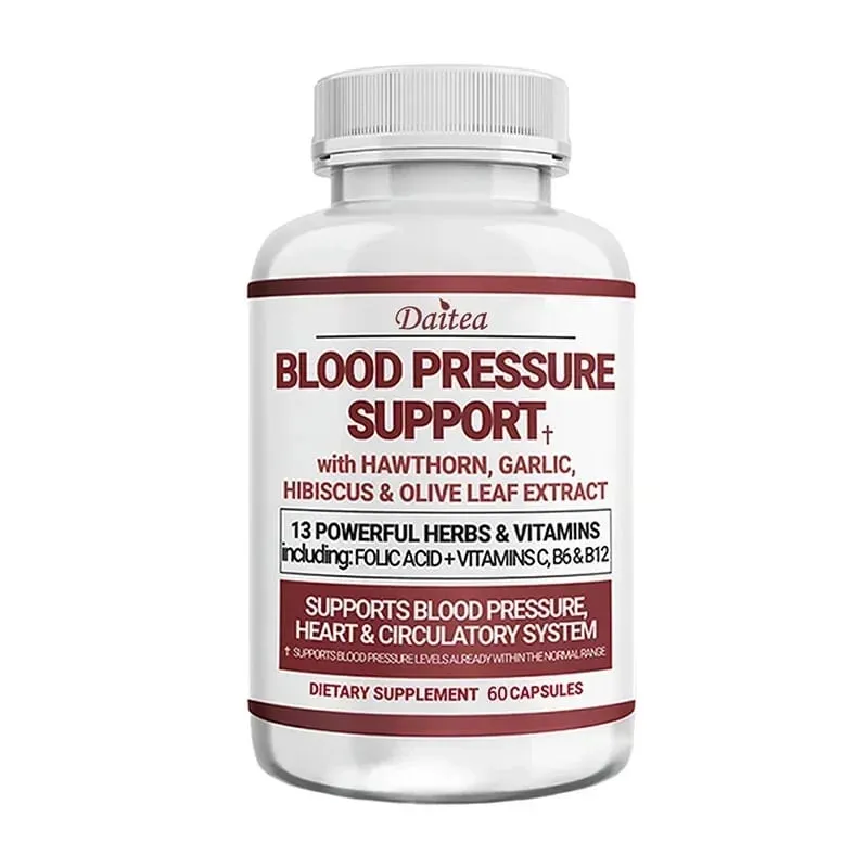 Blood Pressure Support Supplement - Heart Cholesterol Cardio - 13 Vitamins with Vitamins C B6 & B12 Hawthorn & Olive Leaf