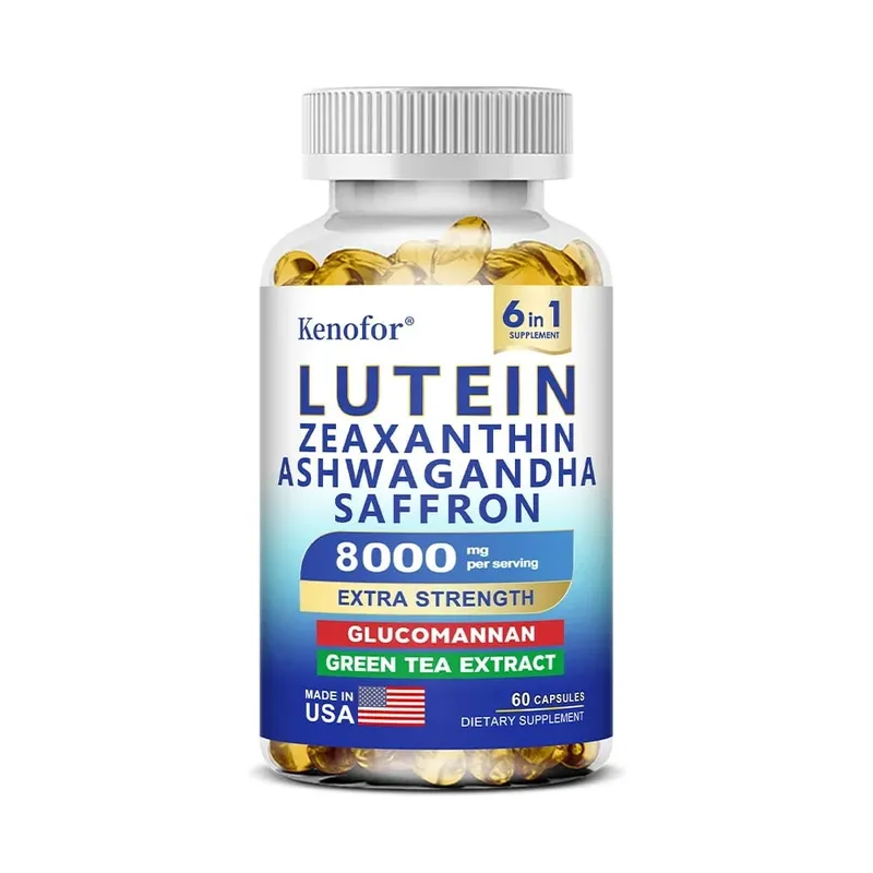 Suplementos de luteína e zeaxantina 8.000 mg por porção | Vitaminas essenciais para os olhos e suplemento dietético para saúde da visão NÃO OGM