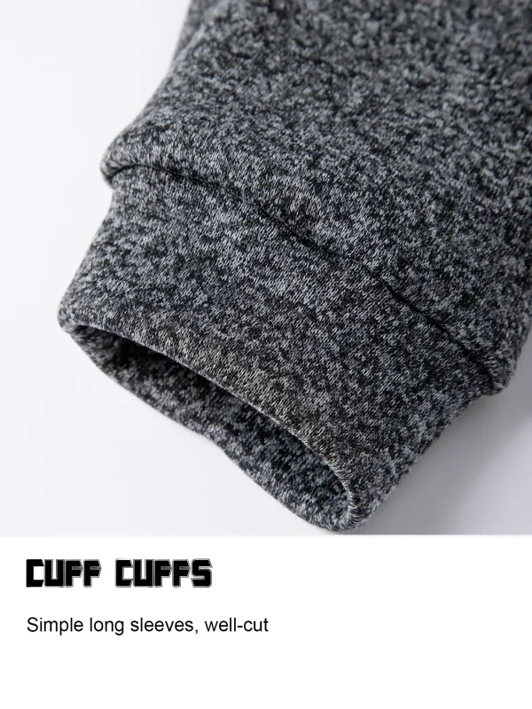 Conjunto de 2 peças homem 1/4 zíper camisola gola simulada, pulôver forrado de lã com punhos canelados casuais quentes para o outono inverno desgaste diário