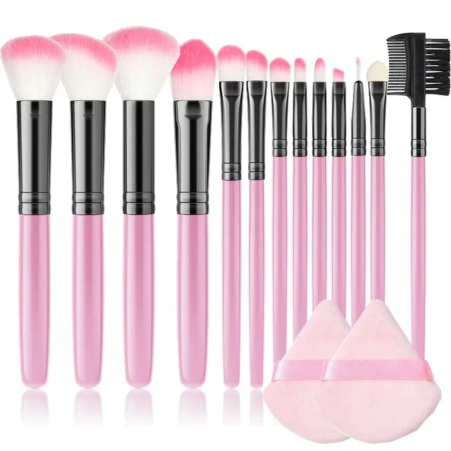 Profissional 13 pçs pincéis de maquiagem conjunto 2 pó puff esponja para cosméticos fundação blush sombra mistura escova ferramentas beleza