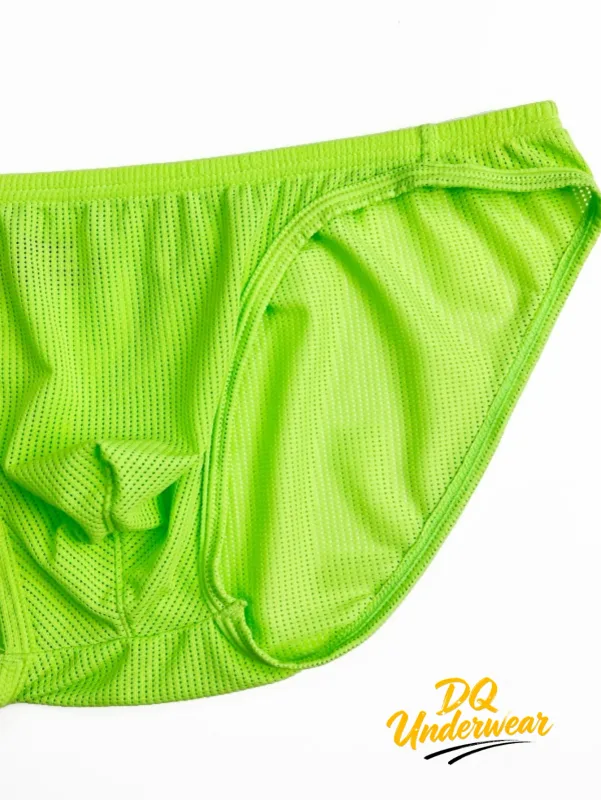 Cuecas de biquíni masculinas de malha neon, cor sólida, cintura elástica, multi cores, cintura baixa, bolsa convexa, respirável, secagem rápida, bs839, 1 peça