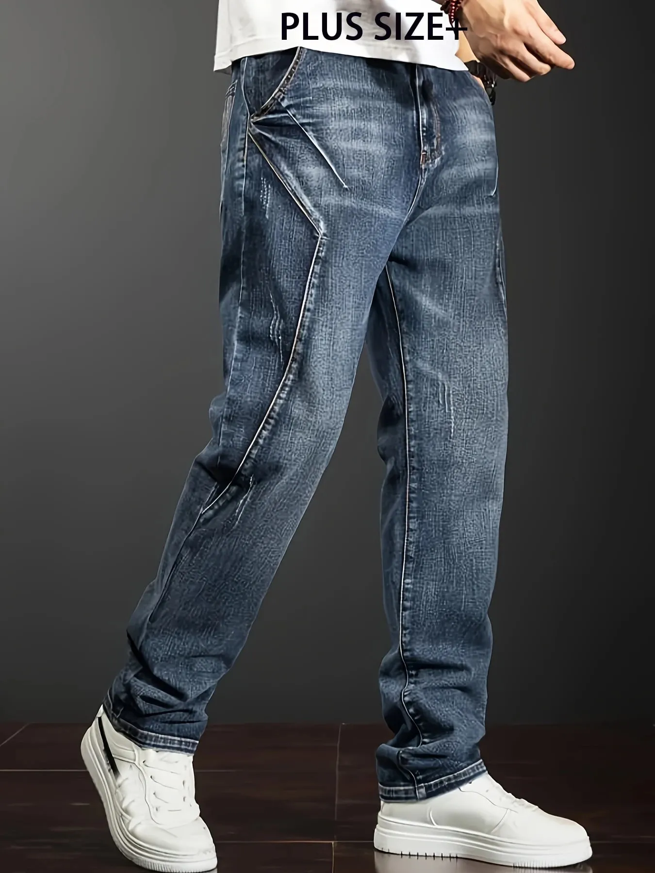 Plus Size Pants Business Men's Jeans 2Xl-6Xl Spring Summer Casual Straight Stretch Fashion Work Denim Trousers Male Clothing