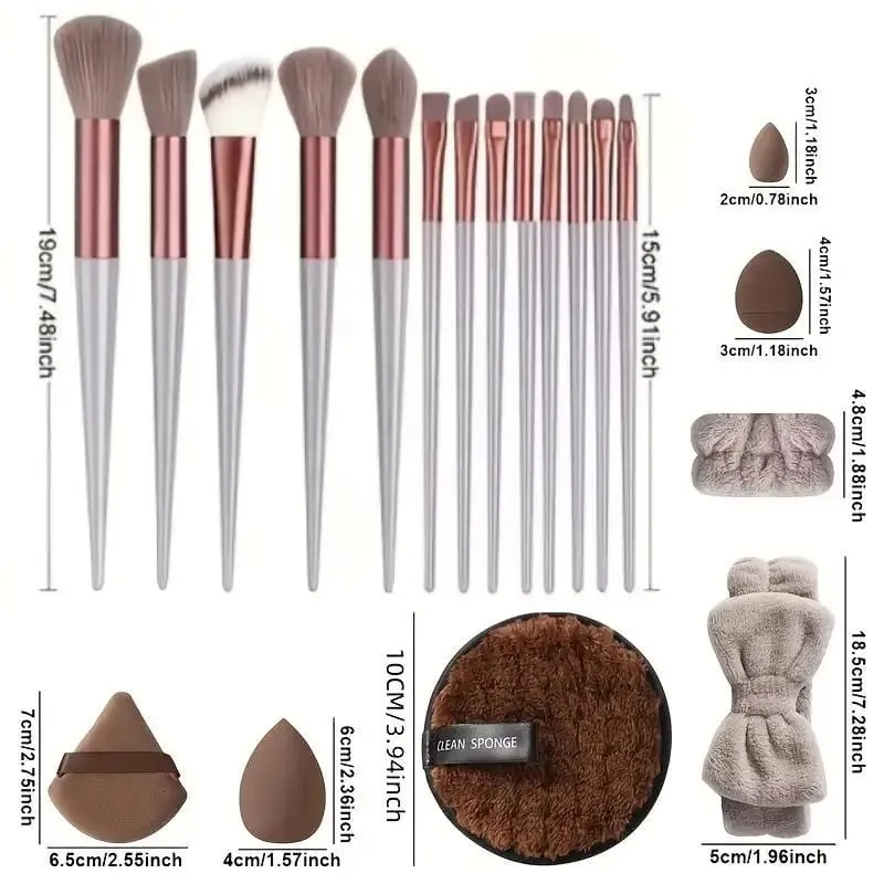 20/33 unidades kit de ferramentas de maquiagem conjunto completo com pincéis de maquiagem esponjas de beleza para maquiagem e remoção de maquiagem