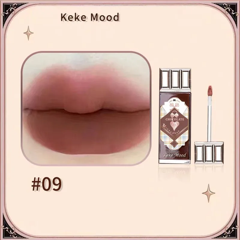 Nuvem de chocolate brilho labial fosco veludo suave aplicação esmalte mousse marrom vermelho batom líquido maquiagem tonalidade labial cosméticos