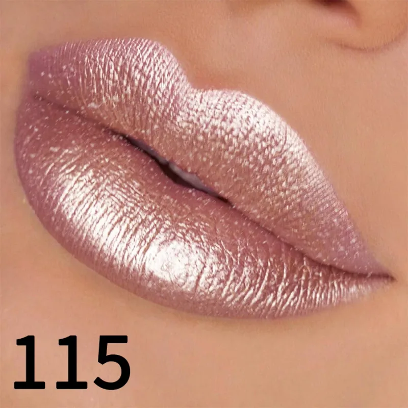 Batom metálico com glitter, acabamento hidratante, 19 cores, vermelho, rosa, brilhante, altamente pigmentado, lábios, maquiagem, presentes, cosmético, 1 peça — image 14