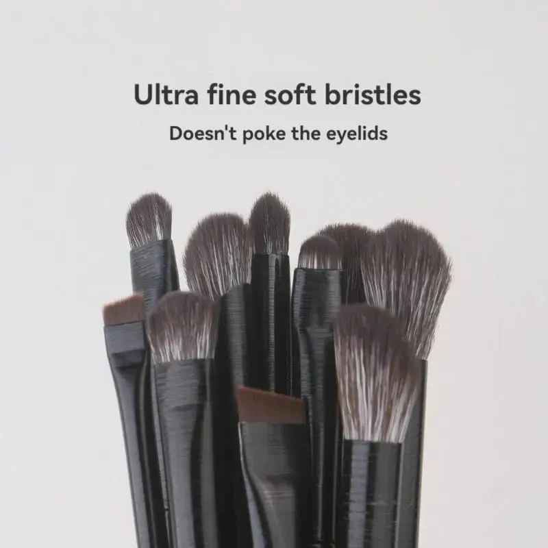 Pincéis de cerdas macias para sombra, conjunto de 10 peças, maquiagem para os olhos, manchas, delineador disfarçado, detalhe dos olhos, pequenos pincéis de maquiagem